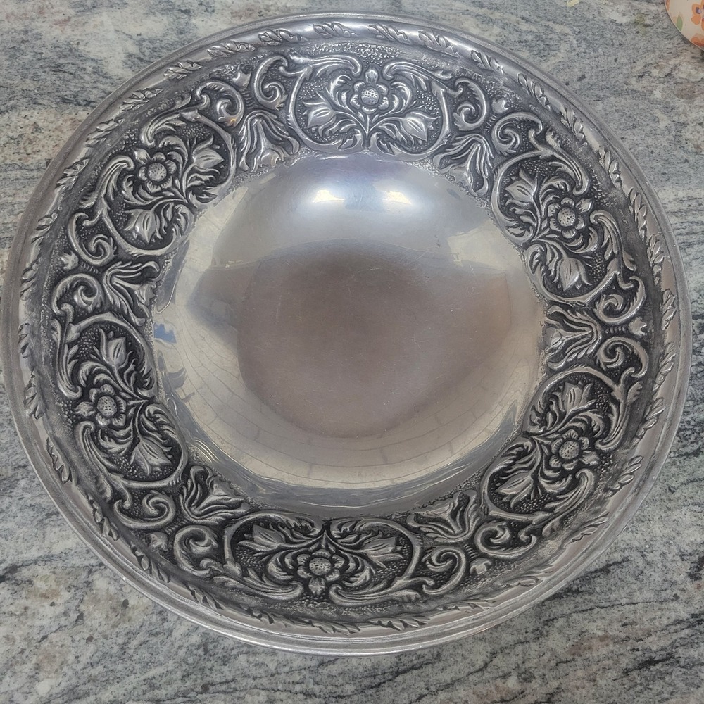 Wilton Armetale Co William & Mary Pattern Serving/Large Salad Bowl 12" Pewter